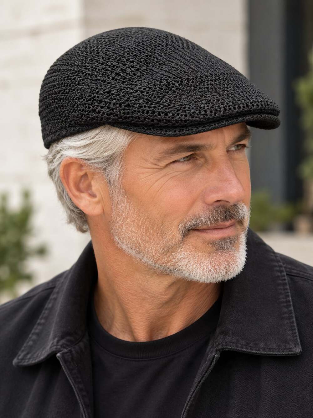 Mqum Black Woven Mesh Summer Driving Flat Ivy Cap